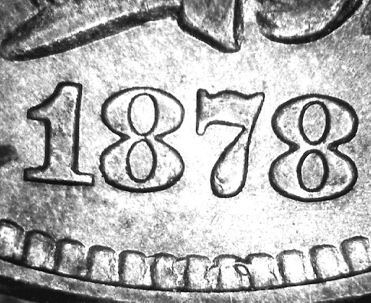 1878 Indian Head Penny Snow-2 MPD-001 misplaced date — ghost digits visible below main date in denticle zone