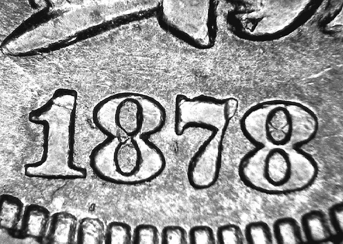 1878 Indian Head Penny Snow-1 RPD-001 repunched date showing secondary digit impressions near primary date